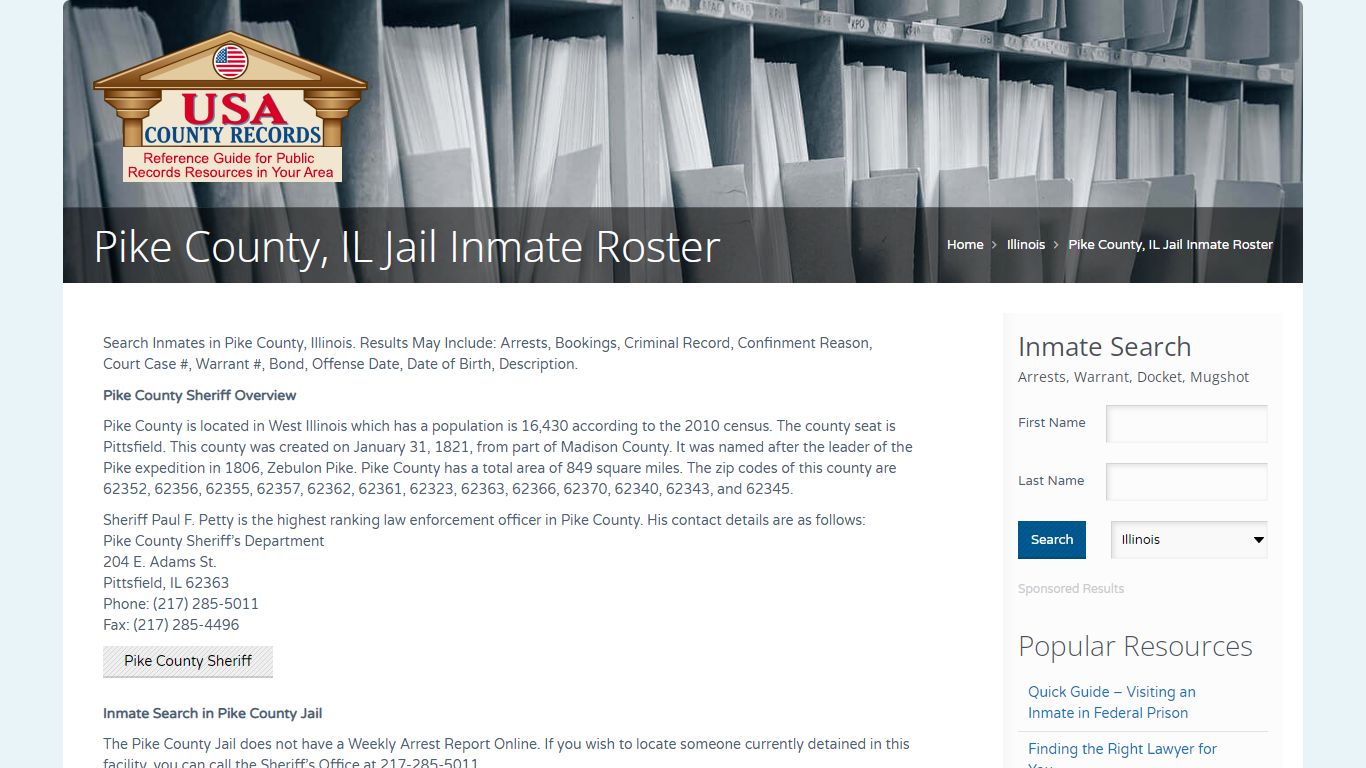 Pike County, IL Jail Inmate Roster | Name Search